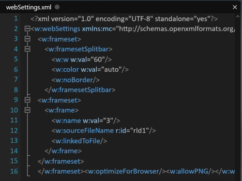 webSettings XML - Frameset